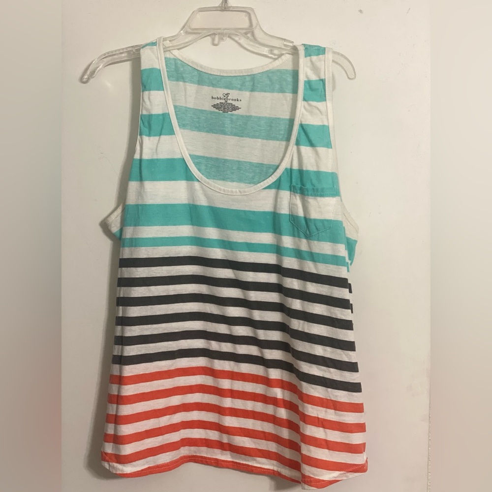 Bobbie Brooks Teal and White Striped Tank Top